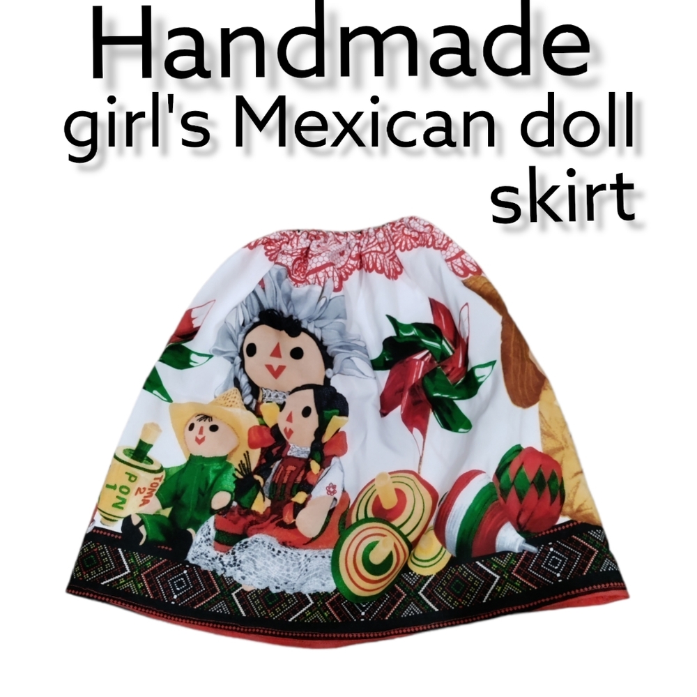 Handmade colorful Mexican Lele doll print girl's skirt (Handmade)